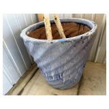 Heavy pottery planter, long birch branches