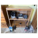 Rolling bookcase, contents included, CB radio,