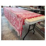 Red fringe tablecloth
