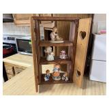 Cottage core wall curio shelf, contents