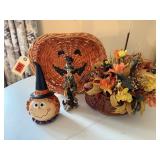 Fall decorations, Jack-O-Lantern basket, witches,
