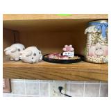 Ham & beans jar, stoneware pig salt & pepper
