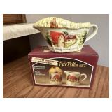 Country creamer, sugar, sauce dishes