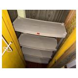 Plastic storage shelves, no contents