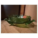 Green glass pheasant dish