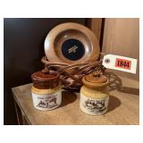 Walnut Douglas Machinery Co. bowl, basket,