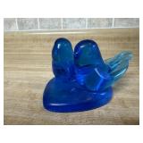 Blue lovebirds glass collectible