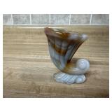 Vintage slag glass cornucopia toothpick holder