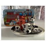 Miniature Dalmatian tea set, tin