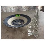 Currier & Ives Early Winter bowl, glass tree