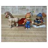 Christmas collectibles, Enesco kids sledding,