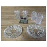 Crystal toothpick holders, shaker bottles,