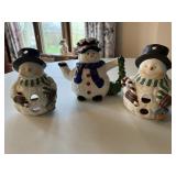 Snowman teapot, votive lanterns