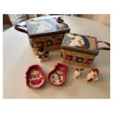 Snowman stacking baskets, dishes, ornaments