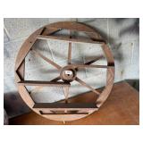 Wagon wheel wall shelf