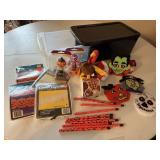 Halloween decorations, novelties, pencils, toys,