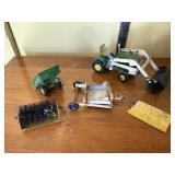 John Deere toy tractor, attachments