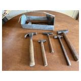 Metal toolbox, hammers