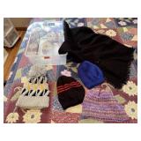 Hand knitted, stocking hats, scarf
