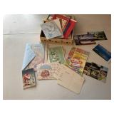 Box of greeting cards, invitations, post cards
