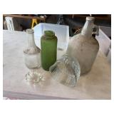 Vintage bottles, glassware