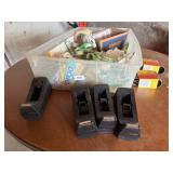 Tote of 3M products, tape, adhesives, sand paper,