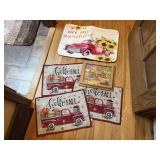 Covered bridge picture, rug, place mats (3)