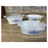 Corningware baking dishes (3), lid