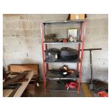 Metal storage shelves, no contents included