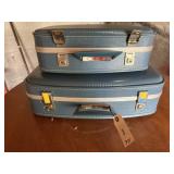 Vintage blue suitcases, set of 2