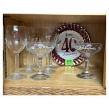 40th Anniversary plate, toasting glasses, White