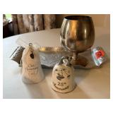 25th Silver Anniversary bells, aluminum tray,