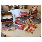 Vintage gift wrap, ribbon, bow maker