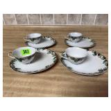 Lefton china snack sets (4), plates, cups