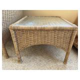 Glass top wicker end table