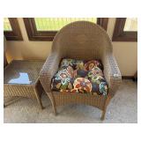 Wicker arm chair with cushion