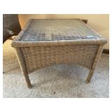 Glass top wicker end table