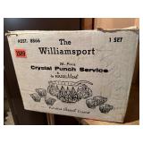 Williamsport crystal punch bowl, cups