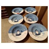Hand painted snowmen plates (6)