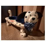 Dalmation dog food & water dish