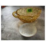 Amber glass candy dish, Lord