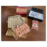 Games, dominoes, Bingo, Flinch, playing cards