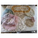 Vintage sheer aprons, doilies