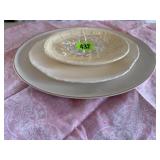 Serving oval platters (3), leaf dish