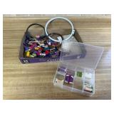 Embroidery floss, hoops, organizer, craft kit