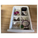 Assorted jewelry, earrings, bangle, pins, gold