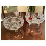 Lead crystal footed bowls (2)