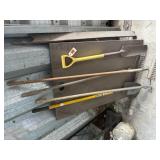 Yard tools, rakes, shoves, hoe