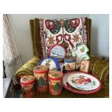 Holiday tin collection, table runner