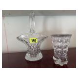 Glass basket, floral vase